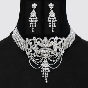 Rhinestone Choker Set - Candlelight Glamour
